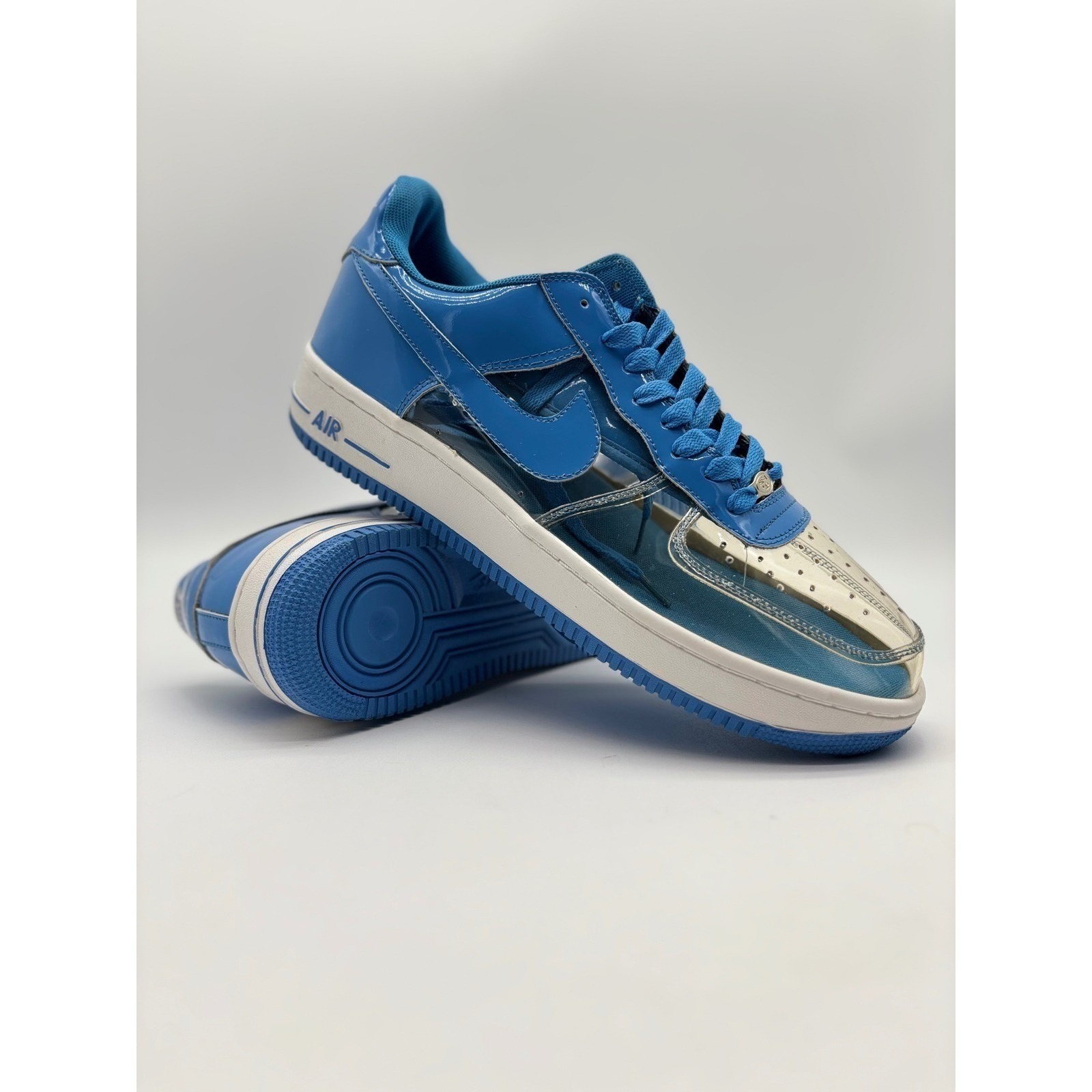 Nike Air Force 1 Low Blue Patent Leather Clear Deadstock Y2k Mens 12 New/Box